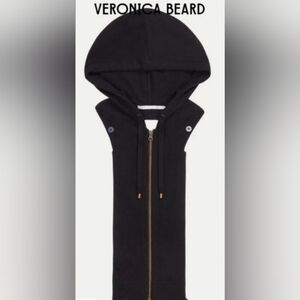 NWT Veronica Beard Black Cashmere Zip Hoodie Dickey Insert & cuffs One Size $298